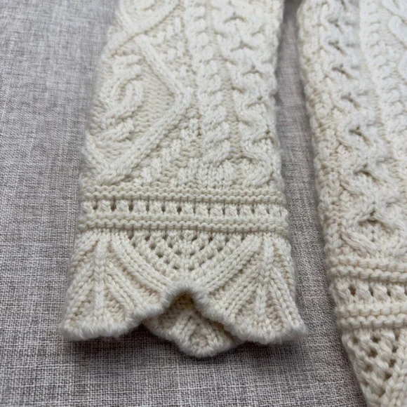 Aran Crafts Ireland 100% Merino Wool Cable Knit Cardigan Sweater S Cream - Picture 7 of 9